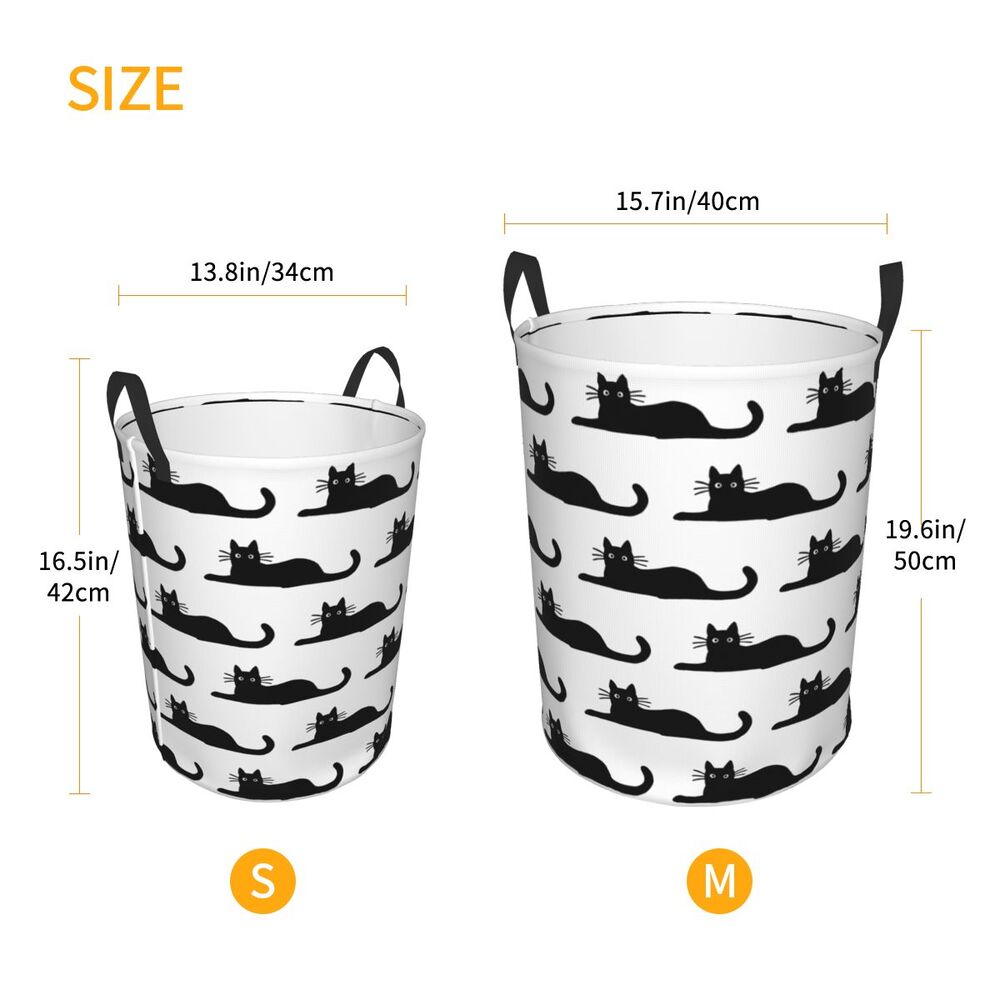 Custom Halloween Black Cat Skull Laundry Hamper Large Storage Basket Gothic Witch Girls Boys Toy Organizer