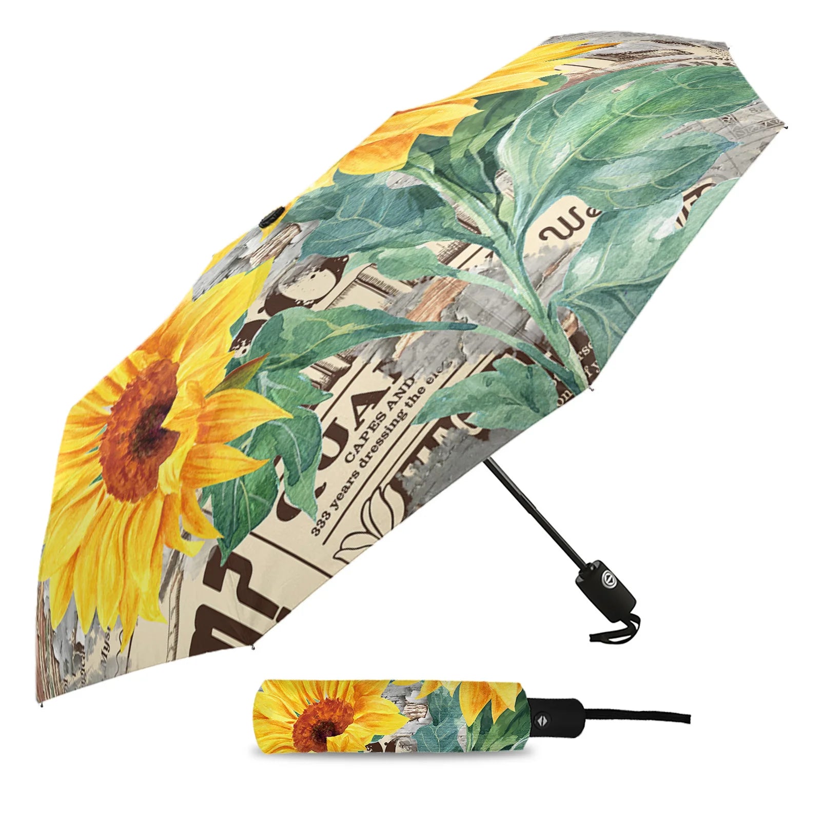 Black Cat Looking Sideways Print Women Men Rain Umbrella Three Folding Girl Durable Portable Automatic Umbrellas Gift Parasol