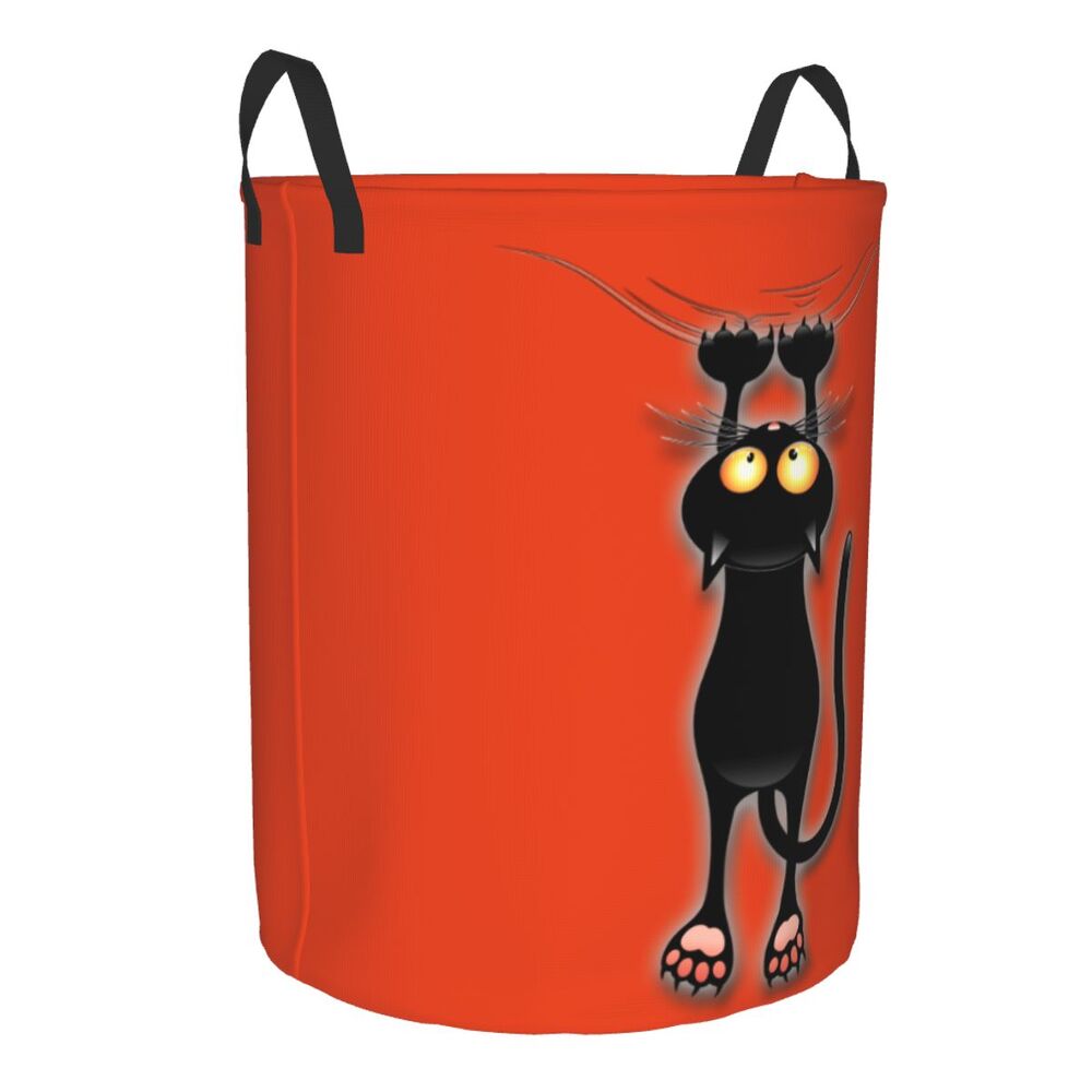 Custom Halloween Black Cat Skull Laundry Hamper Large Storage Basket Gothic Witch Girls Boys Toy Organizer