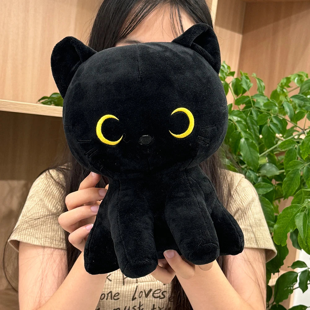 Kawaii Black Cat Plush Toys Soft Fluffy Animal Long Cat Dolls Cuta Cartoon Stuffed Sleeping Pillow Birthday Gift For Kids Girls