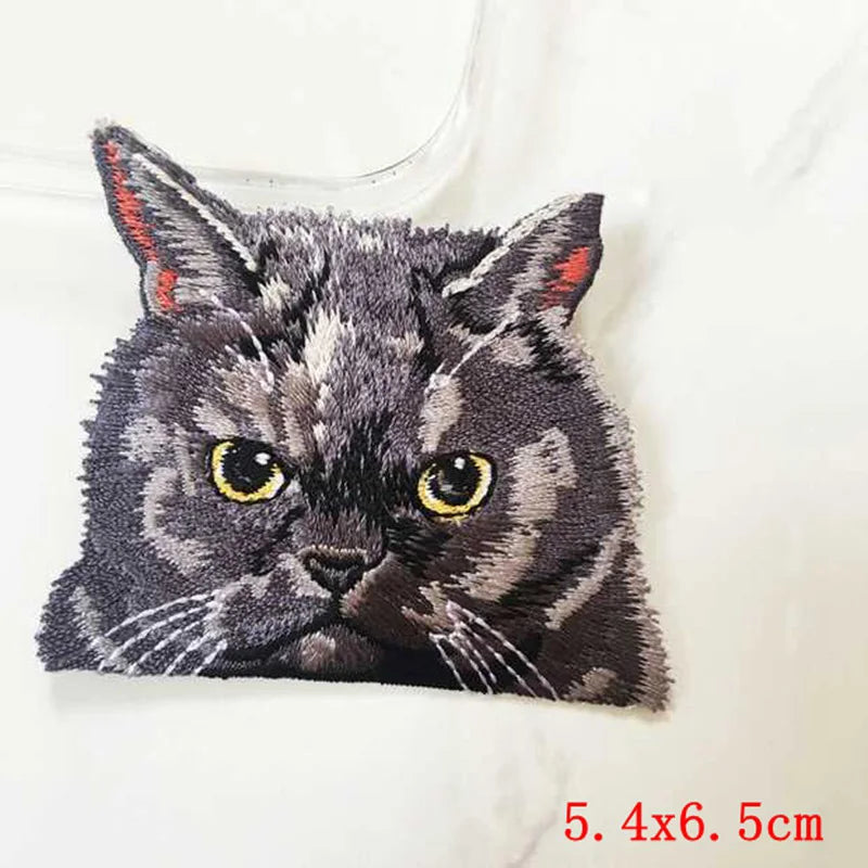 12PCS/set Pocket Cat Embroidery Patch Iron On Patches For Clothing Thermoadhesive Patches On Clothes Jacket Jeans Sewing Patch