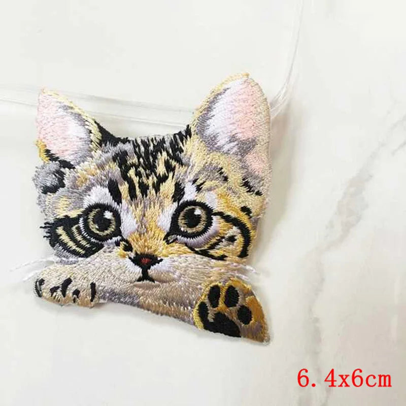 12PCS/set Pocket Cat Embroidery Patch Iron On Patches For Clothing Thermoadhesive Patches On Clothes Jacket Jeans Sewing Patch