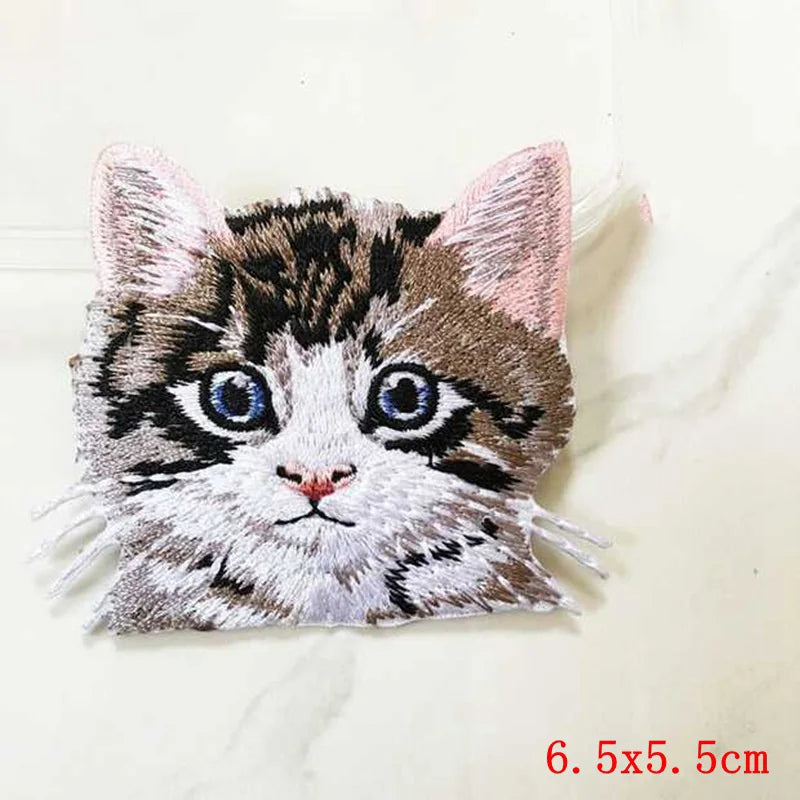 12PCS/set Pocket Cat Embroidery Patch Iron On Patches For Clothing Thermoadhesive Patches On Clothes Jacket Jeans Sewing Patch