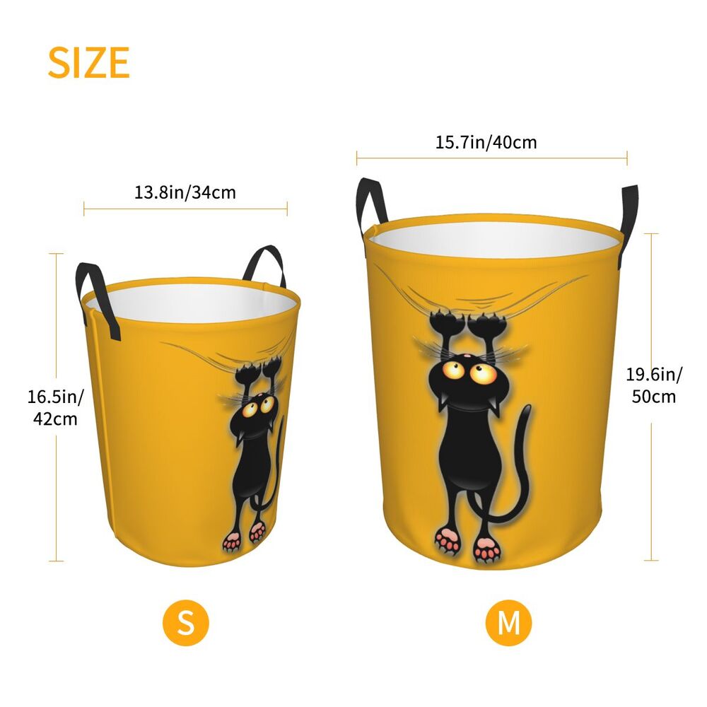 Custom Halloween Black Cat Skull Laundry Hamper Large Storage Basket Gothic Witch Girls Boys Toy Organizer