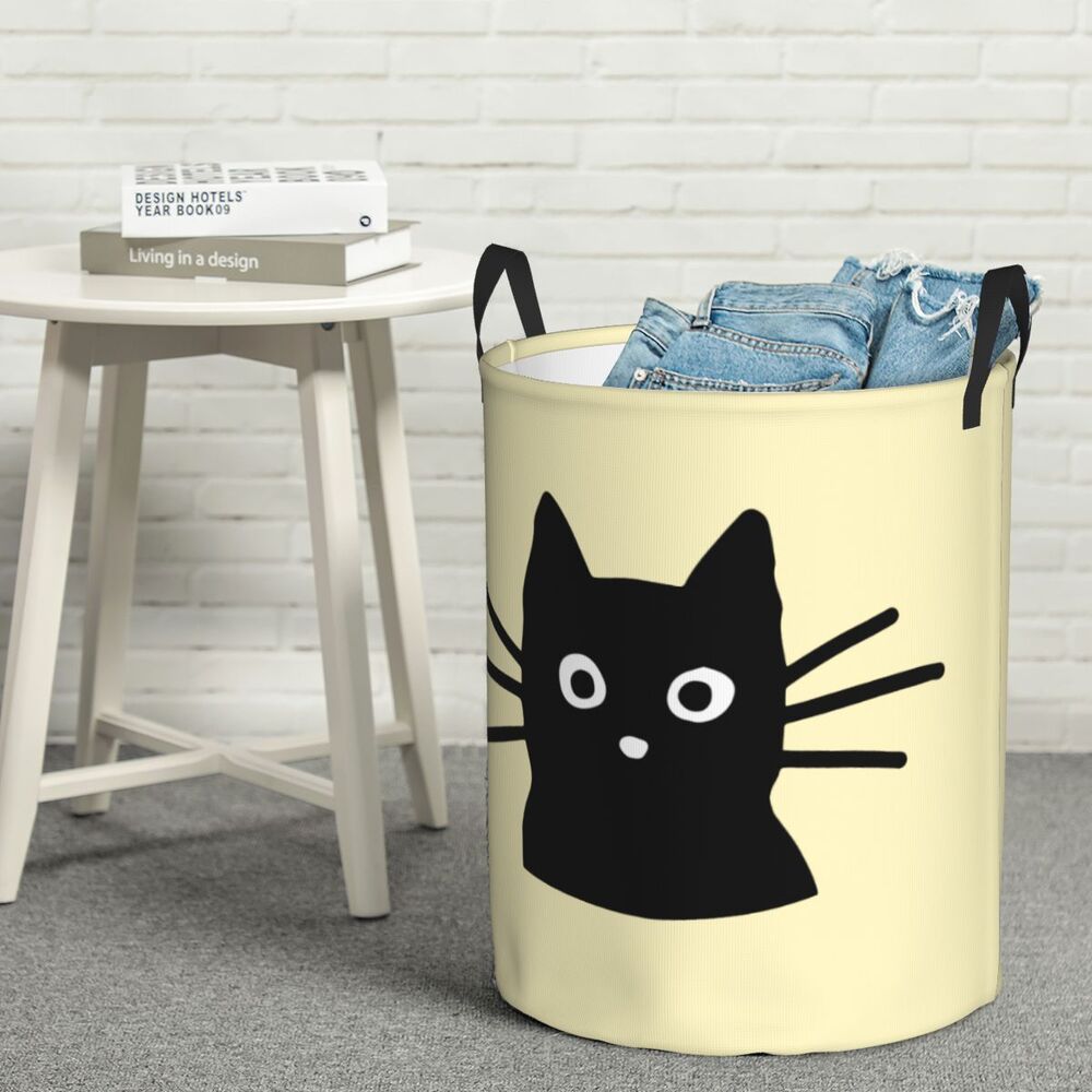 Custom Halloween Black Cat Skull Laundry Hamper Large Storage Basket Gothic Witch Girls Boys Toy Organizer