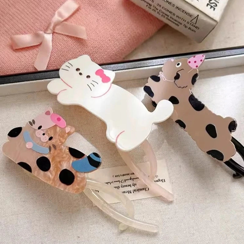 Cartoon Cute Animals Hair Clip Back Of Head Plate Hair Claw Sweet Fashion Versatile Ponytail Twist Clip Women Hair Accessories