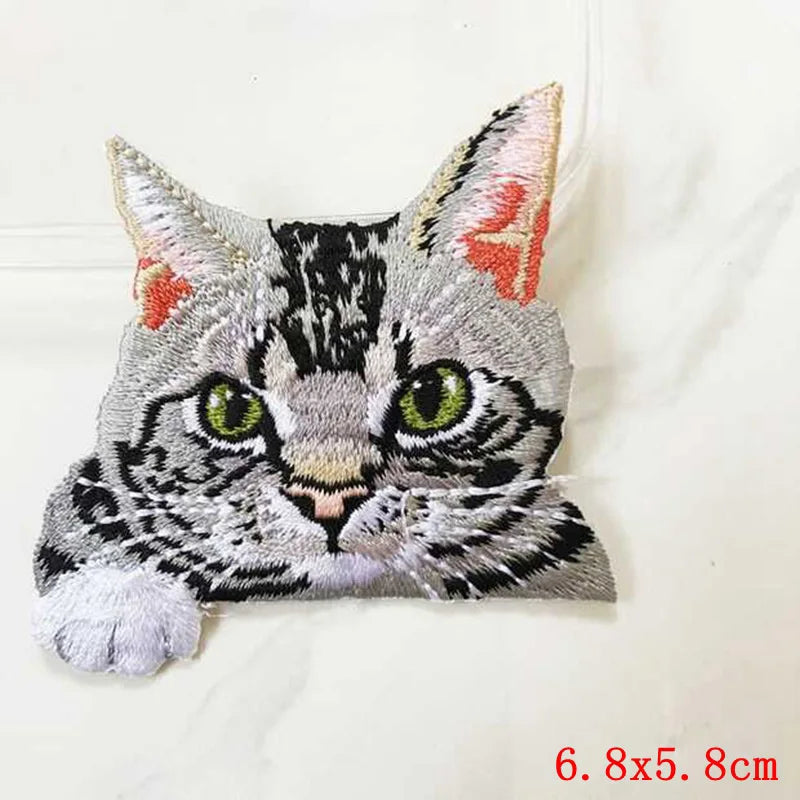 12PCS/set Pocket Cat Embroidery Patch Iron On Patches For Clothing Thermoadhesive Patches On Clothes Jacket Jeans Sewing Patch