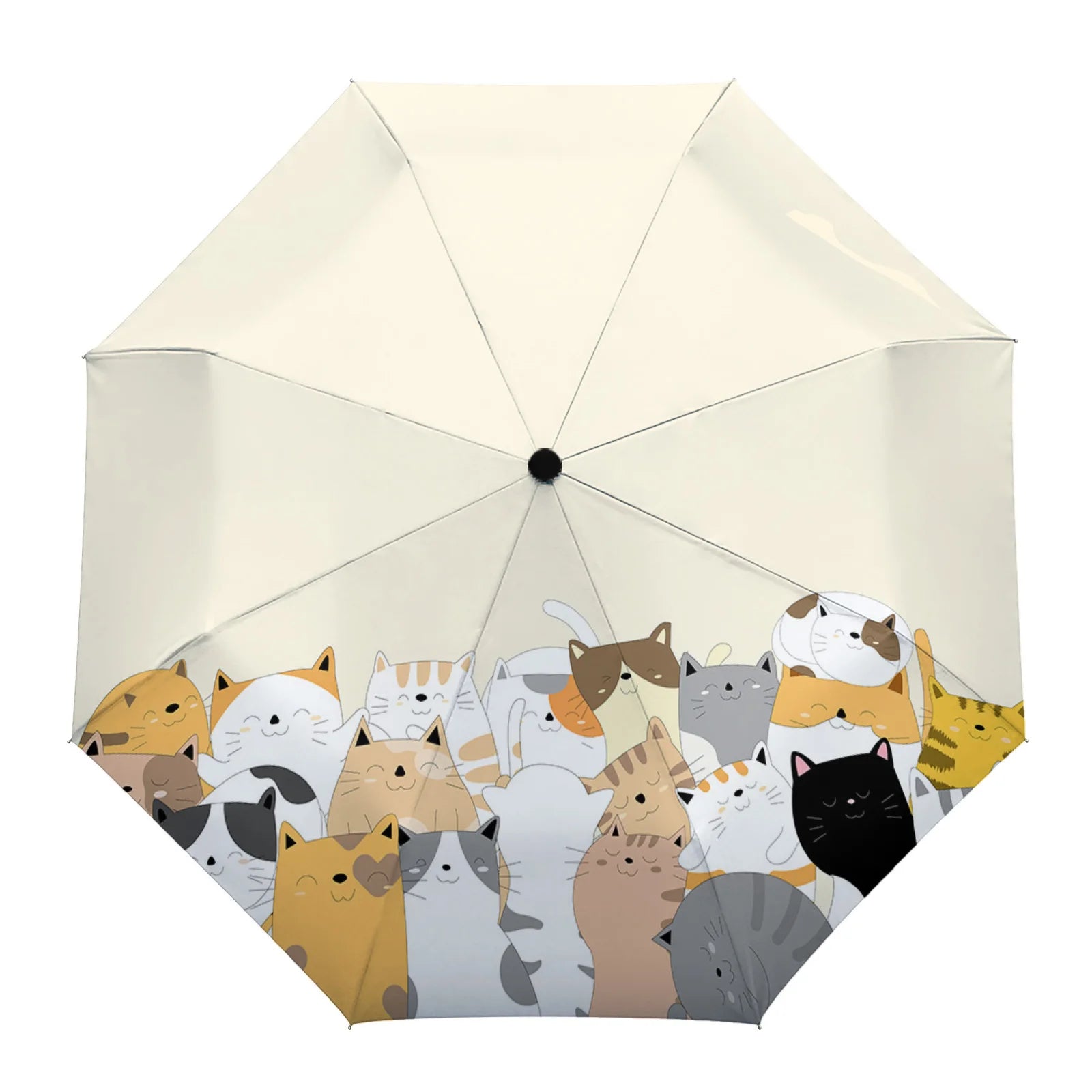 Black Cat Looking Sideways Print Women Men Rain Umbrella Three Folding Girl Durable Portable Automatic Umbrellas Gift Parasol