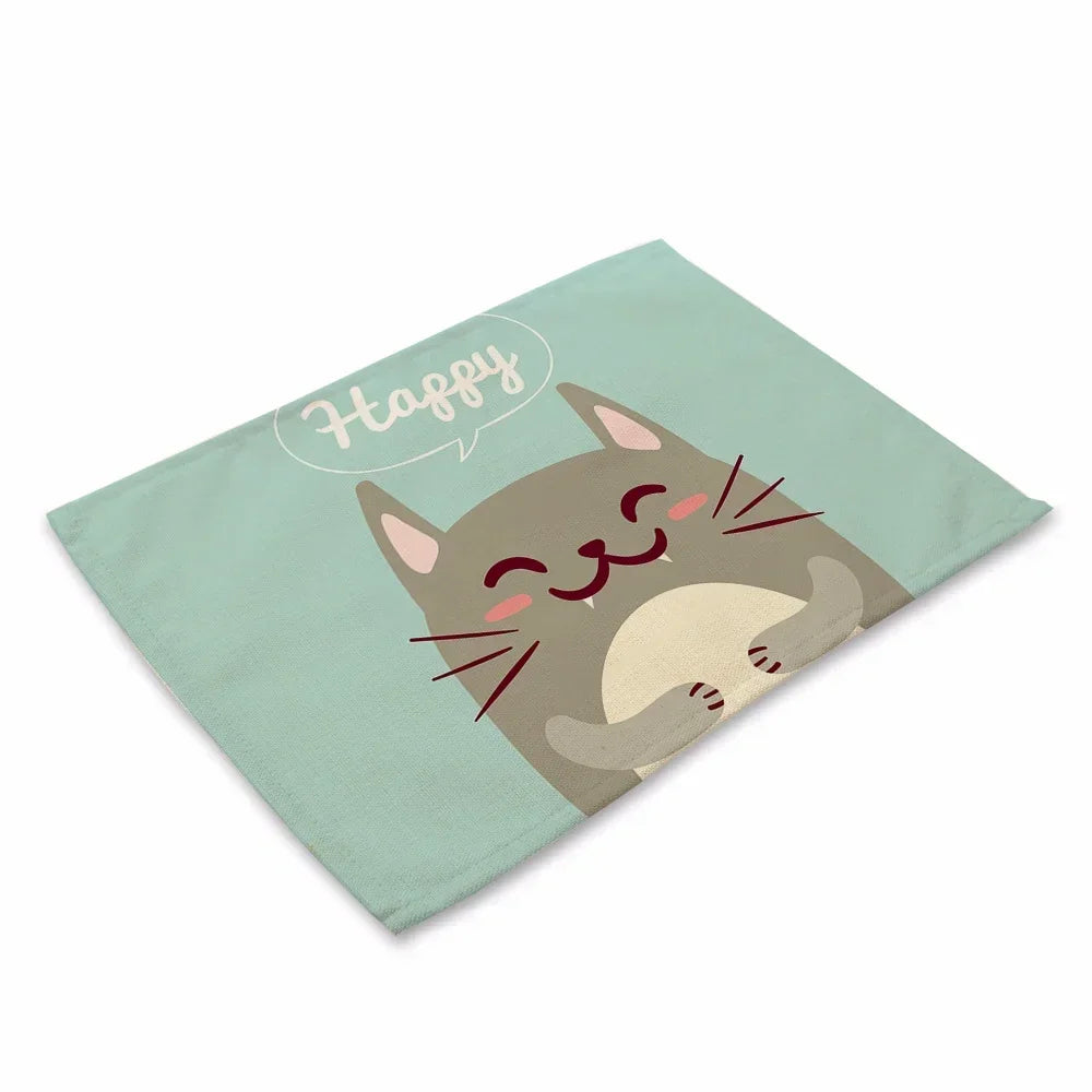 Cute Animal Childish Pattern Placemat Kitchen Decor Linen Dining Table Mats Coaster Pad Bowl Coffee Cup Tablecloth