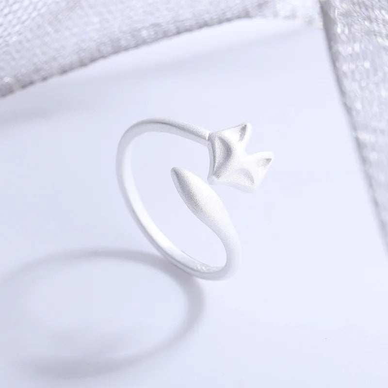 New Fashion Silver Color Open Finger Rings Cat Love Fish Moon Stone Pink Animal For Women Girl Jewelry Gift Dropship