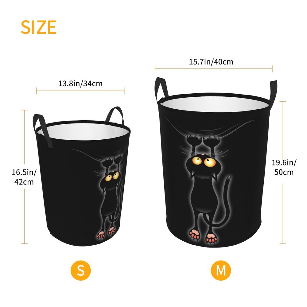 Custom Halloween Black Cat Skull Laundry Hamper Large Storage Basket Gothic Witch Girls Boys Toy Organizer