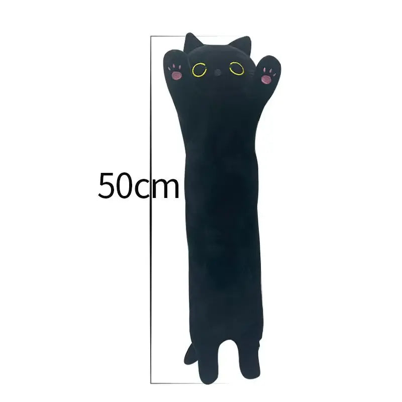 Kawaii Black Cat Plush Toys Soft Fluffy Animal Long Cat Dolls Cuta Cartoon Stuffed Sleeping Pillow Birthday Gift For Kids Girls