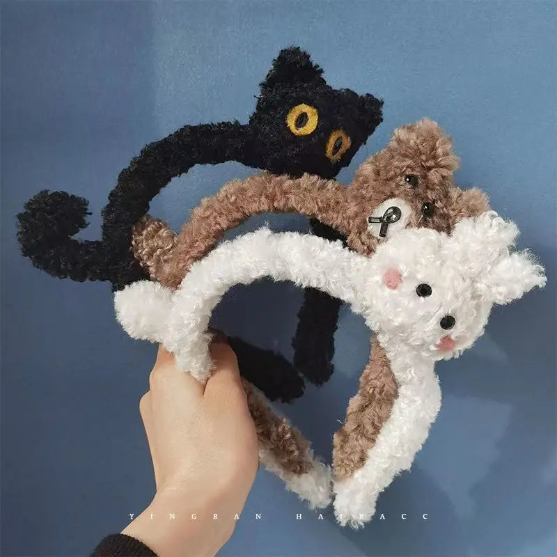 New Cute Plush Cat Hair Hoop Girls autumn and winter Hairbands Korean Headwear Cartoon Headbands Hair Accessories Ornaments