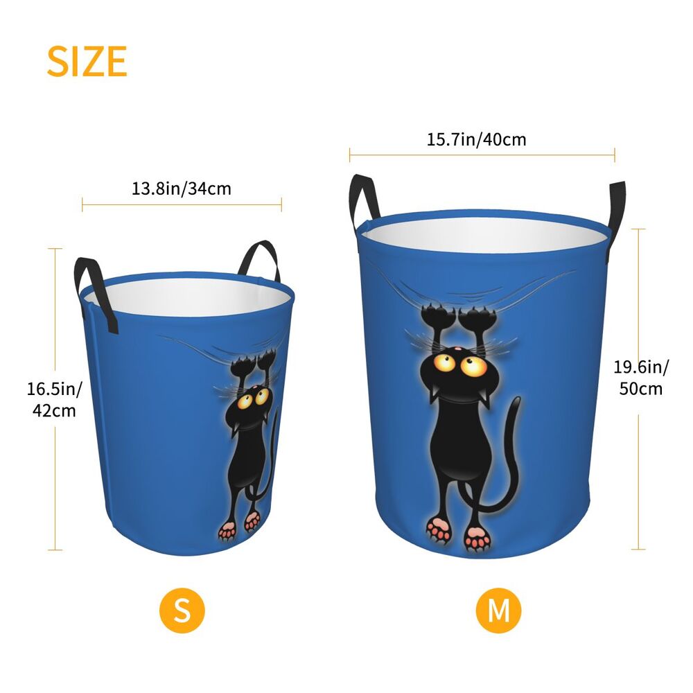 Custom Halloween Black Cat Skull Laundry Hamper Large Storage Basket Gothic Witch Girls Boys Toy Organizer