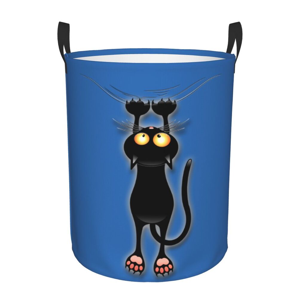 Custom Halloween Black Cat Skull Laundry Hamper Large Storage Basket Gothic Witch Girls Boys Toy Organizer