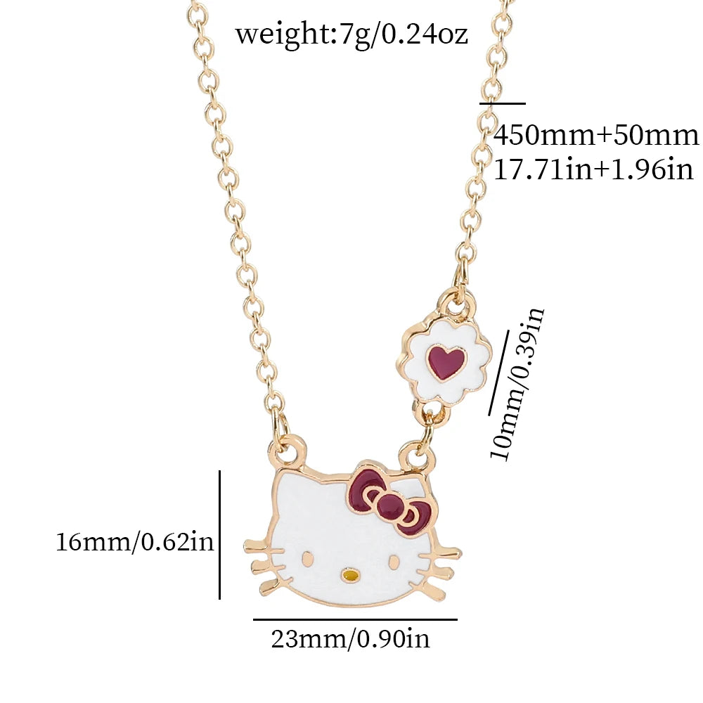 Hello Kitty Sanrio Necklace Silver Color Layer Shining Bling Women Clavicle Chain Elegant Charm Wed Pendant Jewelry Gift