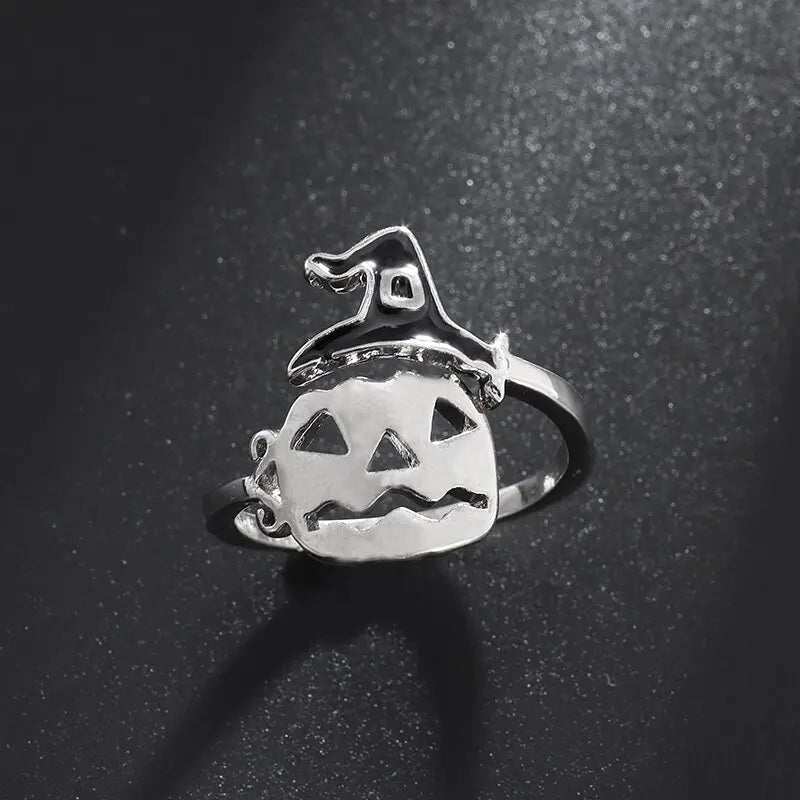 Creative Design Halloween Pumpkin Spoof Ghost Witch Hat Broom Opening Ring Fashion Jewelry Accessories Gift Ring Female