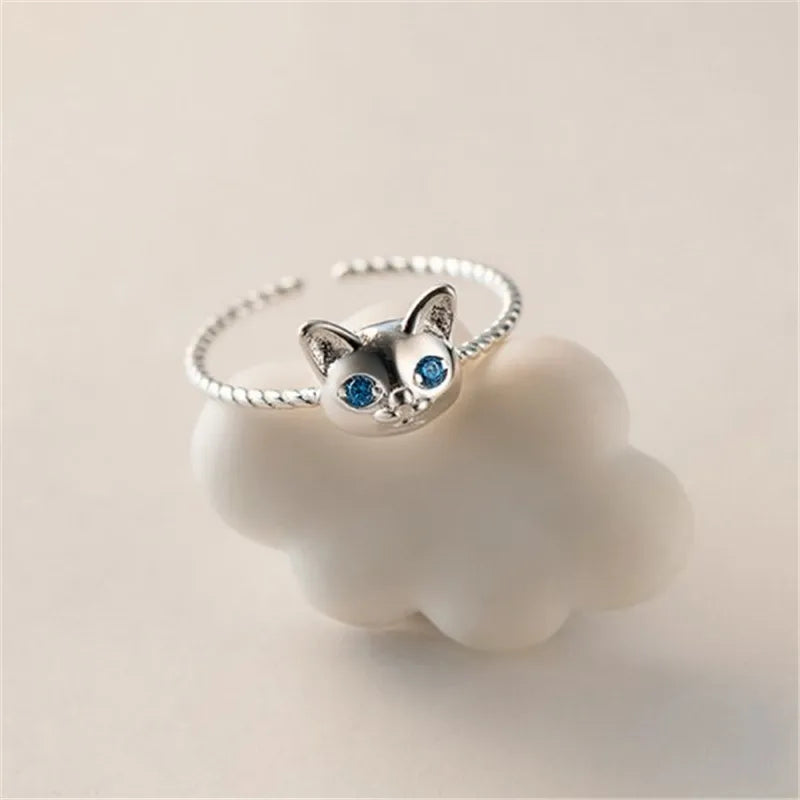 Lovely Cartoon Drop Oil Cat Open Rings for Women Men Vintage Fashion Animal Cat Opening Finger Ring Jewelry Gifts Wholesale