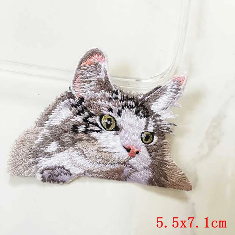 12PCS/set Pocket Cat Embroidery Patch Iron On Patches For Clothing Thermoadhesive Patches On Clothes Jacket Jeans Sewing Patch