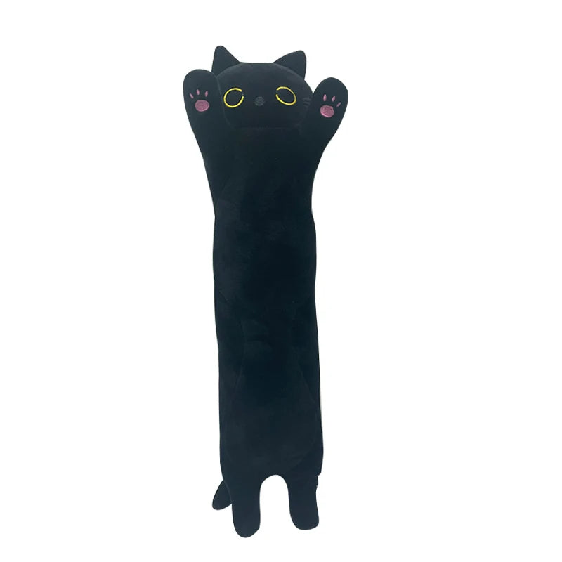 Kawaii Black Cat Plush Toys Soft Fluffy Animal Long Cat Dolls Cuta Cartoon Stuffed Sleeping Pillow Birthday Gift For Kids Girls