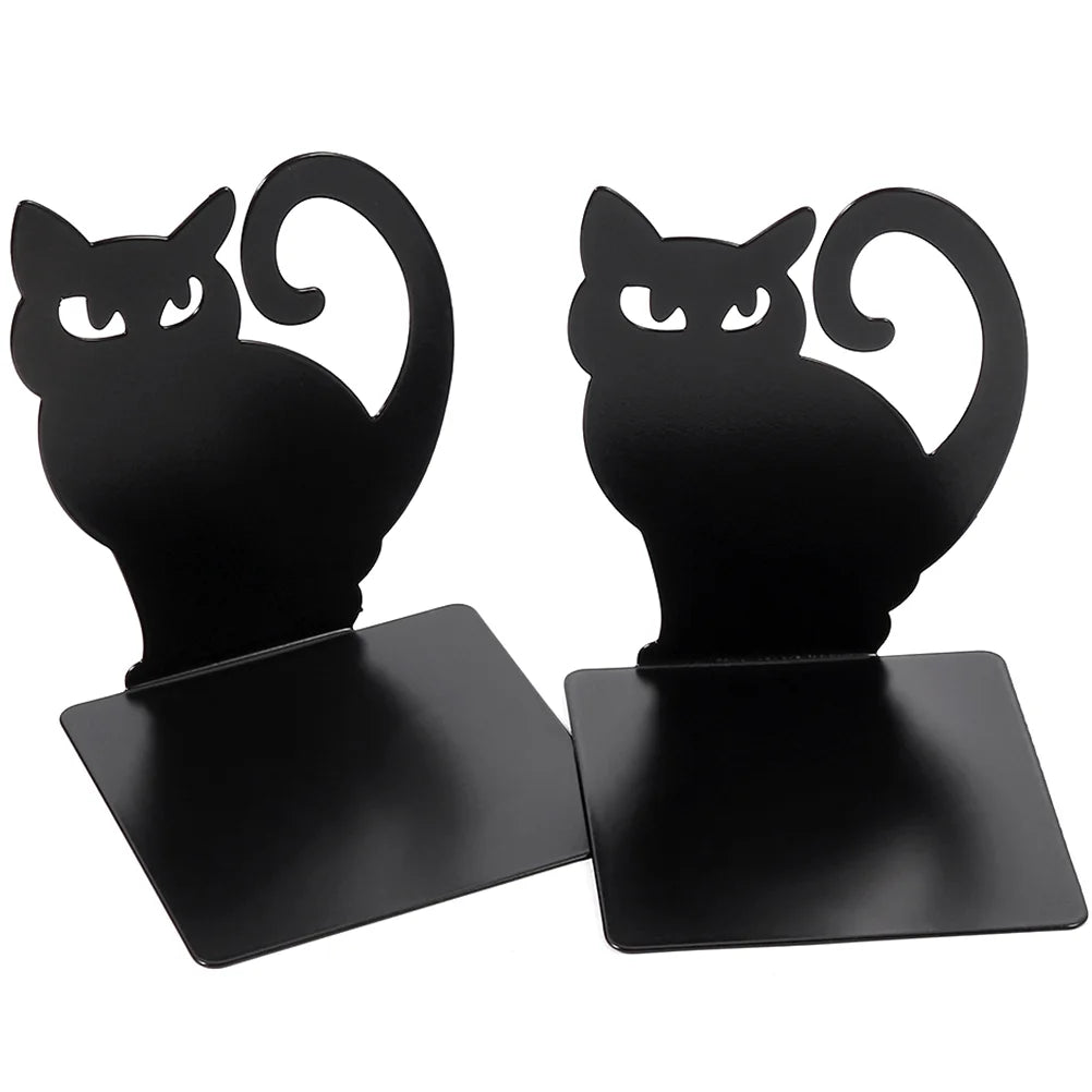 Black Cat Bookend Metal Trim Holders Plug Reading Organizer Decorative Iron Shaped Exquisite Office File Stands Bookends