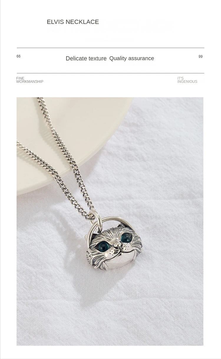 Fashion Cat Wearing Earphones Pendant Necklaces For Men and Women Retro Hip Hop Sweater Chain Goth Jewelry Punk Accessories Gift