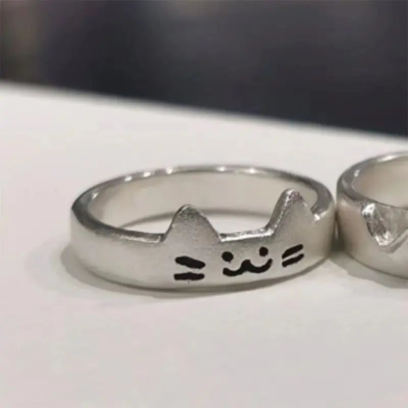 Fashion Adjustable Cat Dog Couple Rings for Women Simple Design Overlapping Wear Cute Gifts Rings for Girlfriend Wedding Jewelry