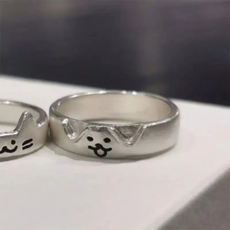 Fashion Adjustable Cat Dog Couple Rings for Women Simple Design Overlapping Wear Cute Gifts Rings for Girlfriend Wedding Jewelry