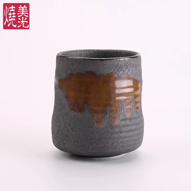 240ml Imitation Stoneware Rib Round Mouth Mug Creative Ceramic Tea Mug Coffee Cup