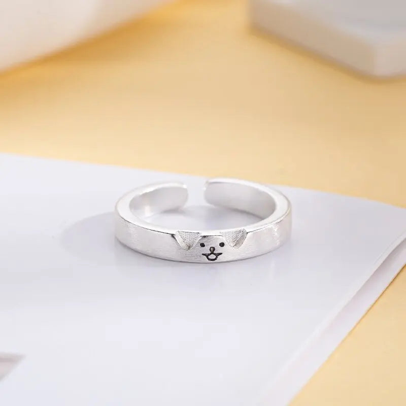 XIYANIKE Cute Animal Dog Cat Cuff Finger Rings For Men Women Summer Fashion New Jewelry Lovers Gift Party anillos mujer