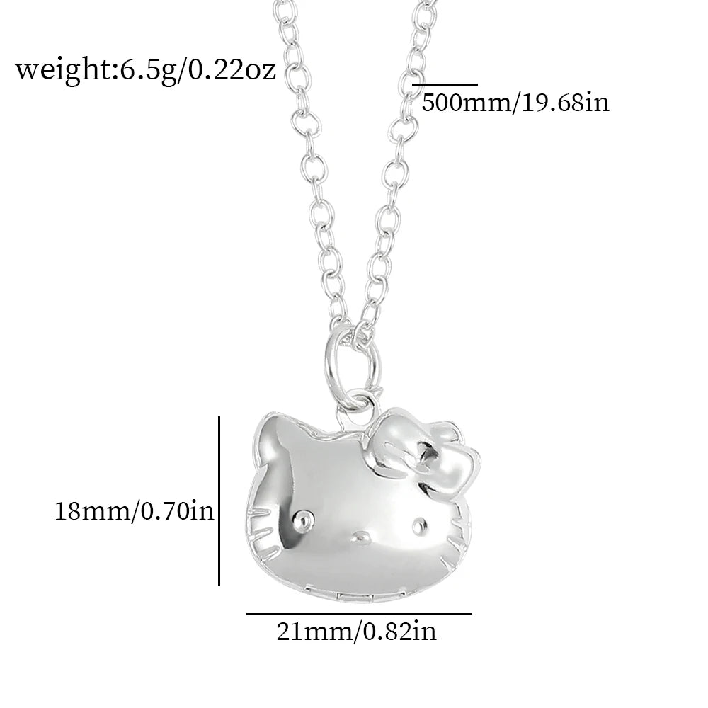 Hello Kitty Sanrio Necklace Silver Color Layer Shining Bling Women Clavicle Chain Elegant Charm Wed Pendant Jewelry Gift