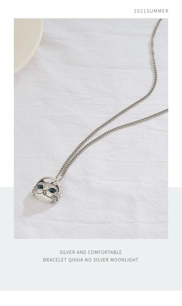 Fashion Cat Wearing Earphones Pendant Necklaces For Men and Women Retro Hip Hop Sweater Chain Goth Jewelry Punk Accessories Gift