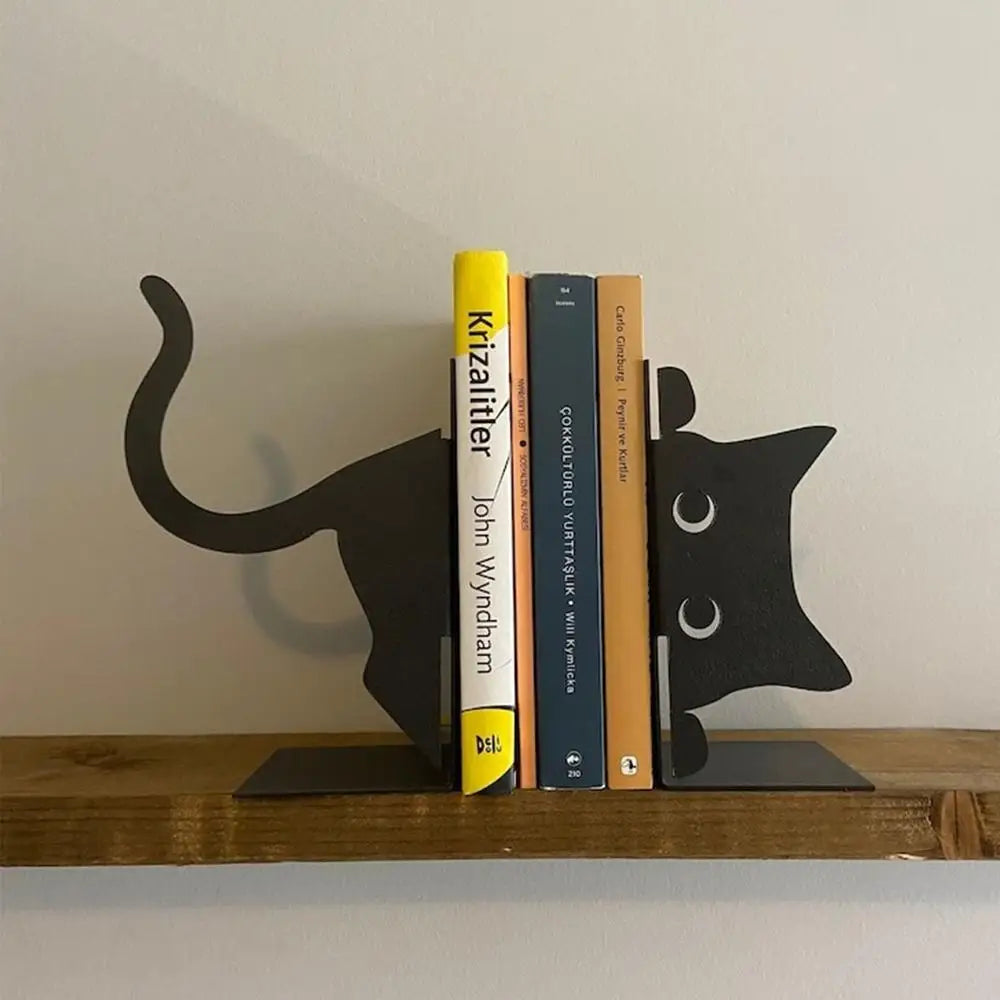 Cute Cat Bookends Metal Bookends Book Holders for Shelves Book Ends Bedroom Library Office School Book Desktop Organizer Gift