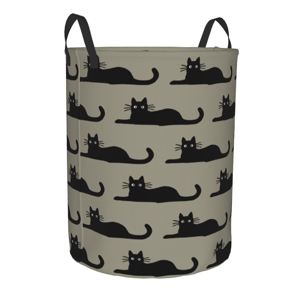 Custom Halloween Black Cat Skull Laundry Hamper Large Storage Basket Gothic Witch Girls Boys Toy Organizer