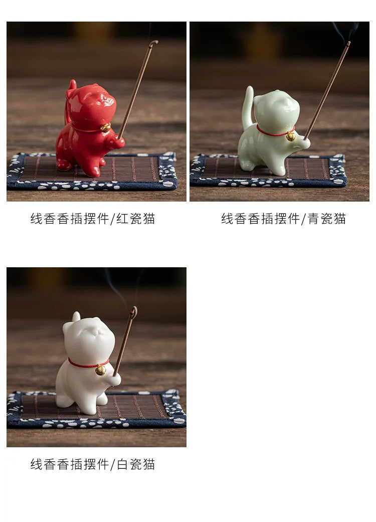 Ceramic Aromatherapy Stove Ornaments Soft and Cute Healing Tea Pet Pen Holder Home Indoor Incense Insert Sandalwood Path