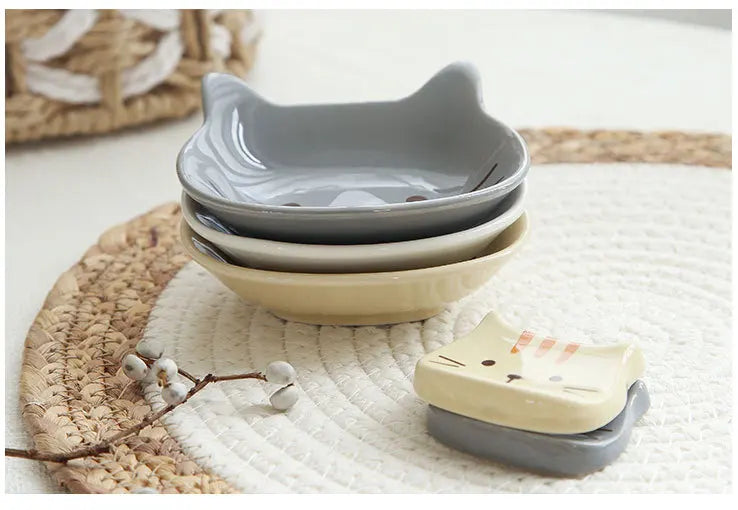 Japanese Cute Cat Dish Creative Ceramic Seasoning Dish Porcelain Dipping Saucer Plate Snack Plate Kitchen Supplies Tableware