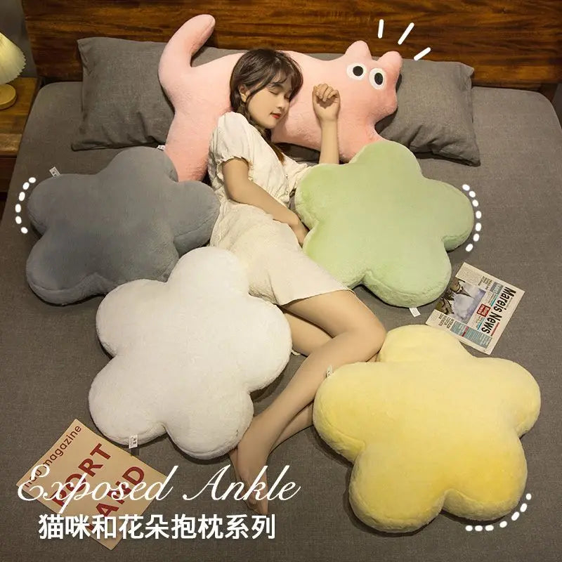 Cat Doll Plush Toy Cushion Girls Sleeping in Bed Decor Embrace Pillows for Side Sleep Leg Clip Backrest Kids Lady Men's Gifts