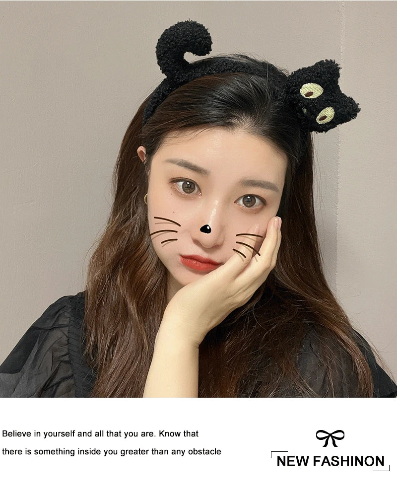 New Cute Plush Cat Hair Hoop Girls autumn and winter Hairbands Korean Headwear Cartoon Headbands Hair Accessories Ornaments