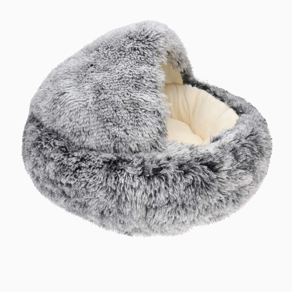 Arctic Black Calming Nest Cat Bed