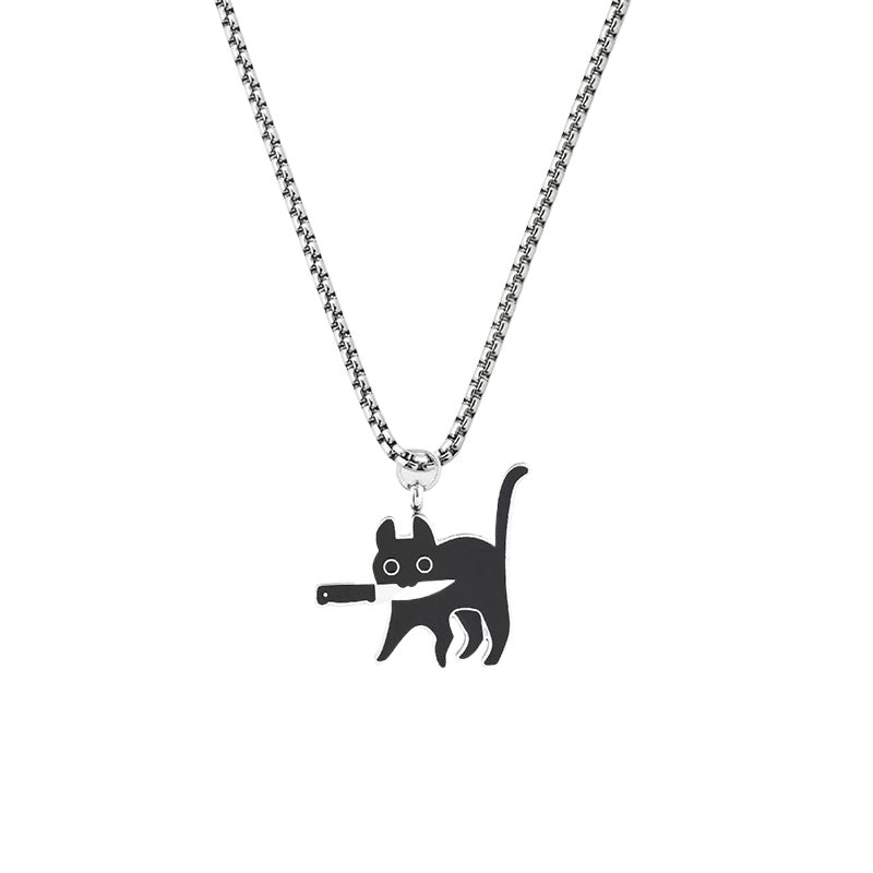 Sharp & Trendy: Cat Necklace with Knife - Perfect for Cat Lovers and Self-Defense Enthusiasts