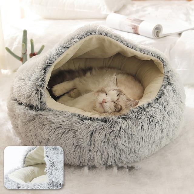 Arctic Gray Calming Nest Cat Bed – The Ultimate Snuggly Retreat for Your Feline