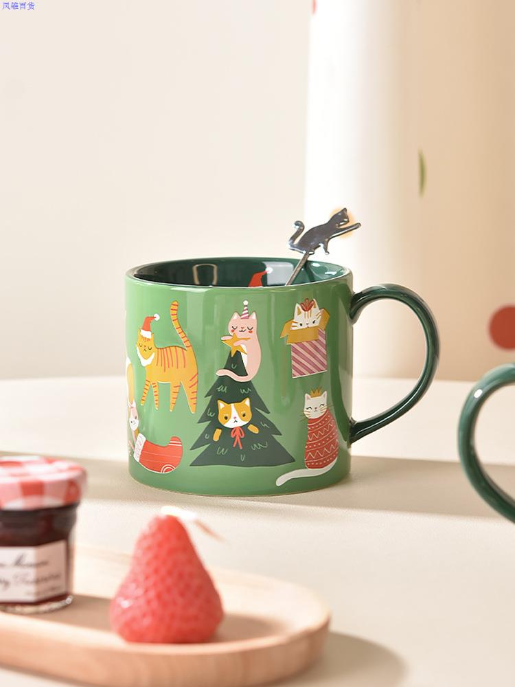 Christmas cup healing cat drinking cup high value Christmas cute cup high temperature resistant mug