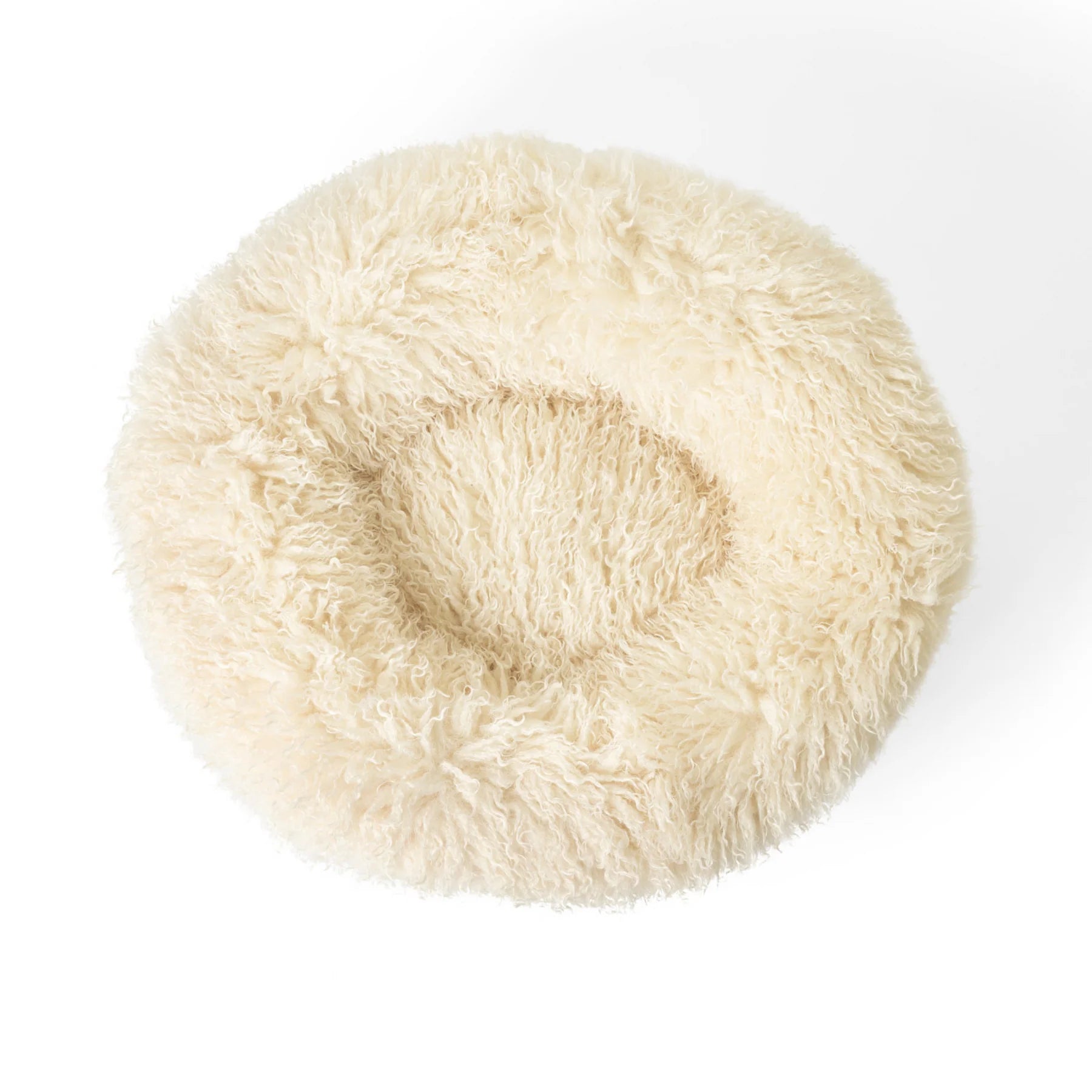 PupPouf™ Luxe Faux Fur Donut Pet Bed - Plush Sheep Ivory